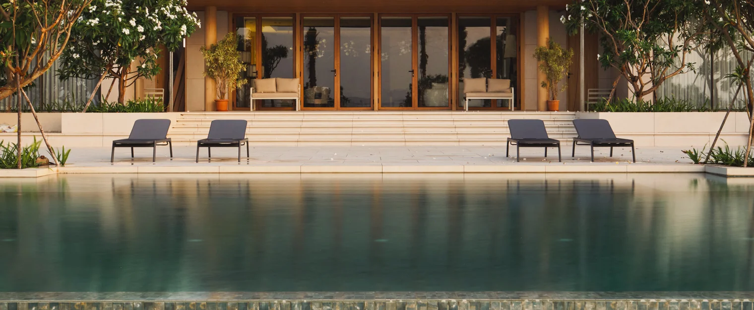 36.5°N luxury private manor exterior amid Nashik vineyards